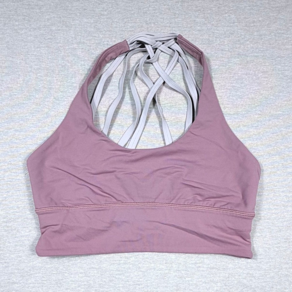 Lululemon Free To Be Wild Strappy Sports Bra Pink Mauve Size 6 Gym Yoga Workout - Picture 1 of 5